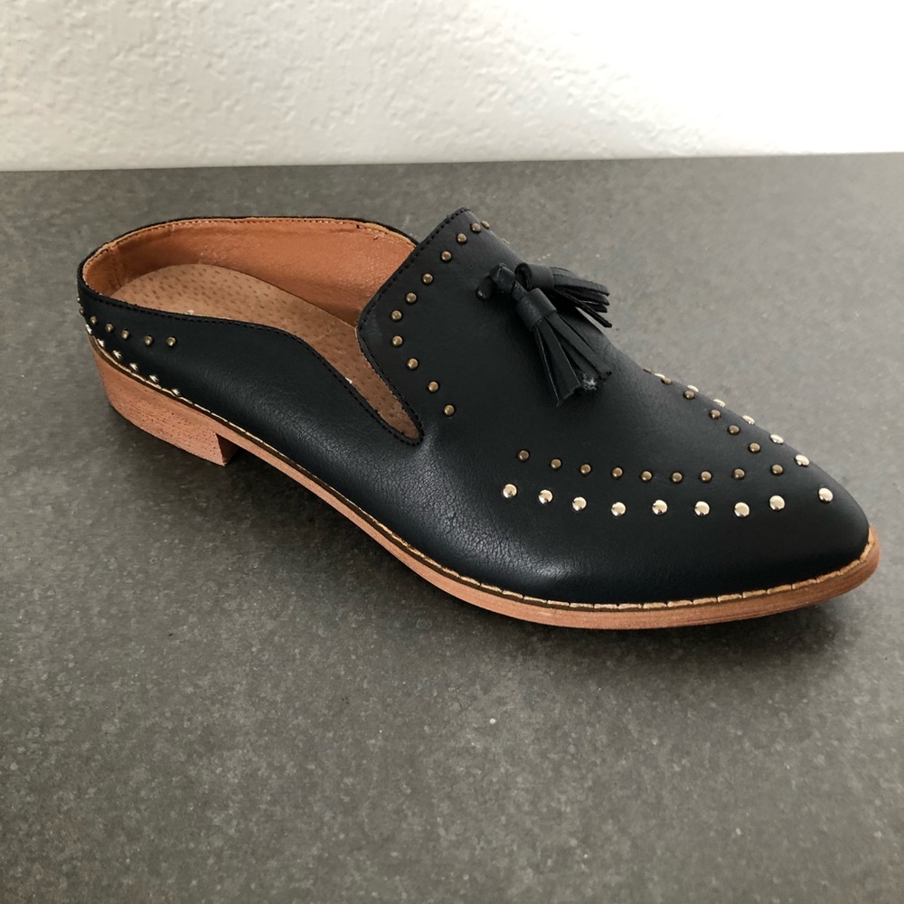 Black Studded Mules